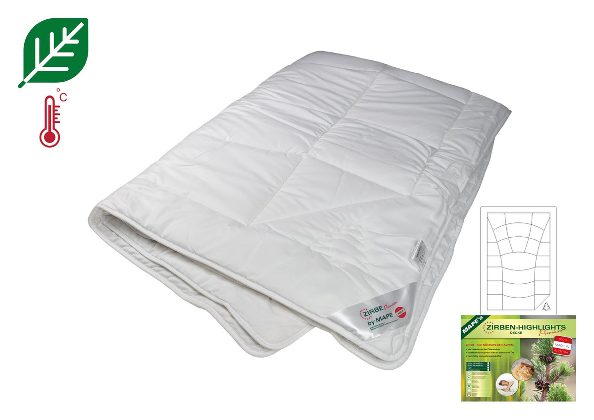 Zirben-Ganzjahresdecke 140 × 200 cm mit Körpersteppung