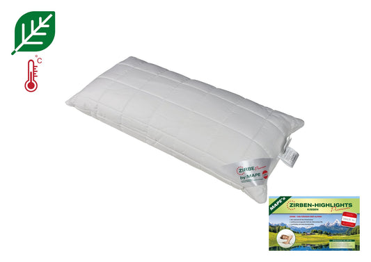 Zirbenkissen 40 × 80 cm mit Bezug aus Mako-Satin